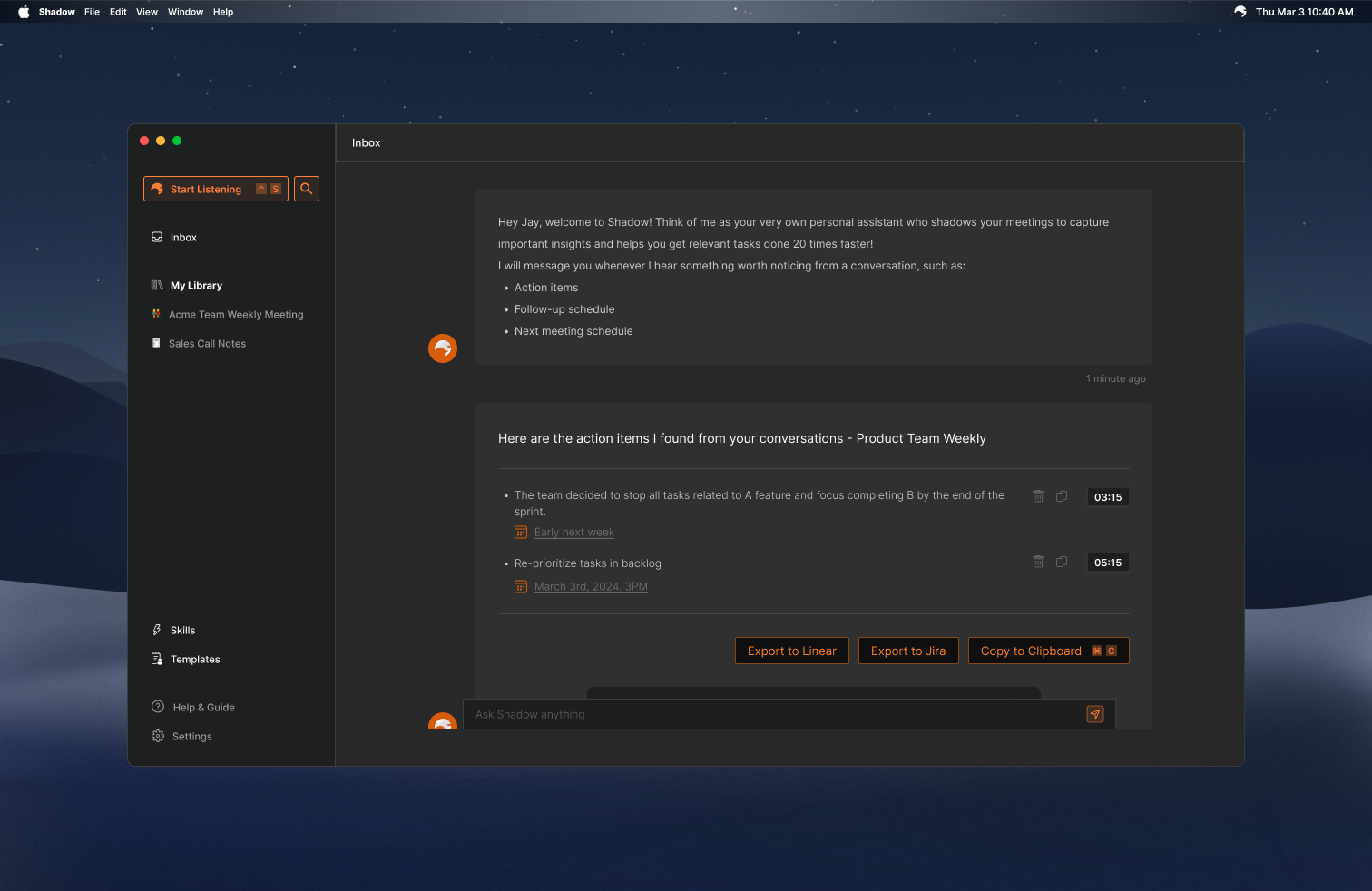 Relora AI meeting assistant for remote team follow-up and transcription